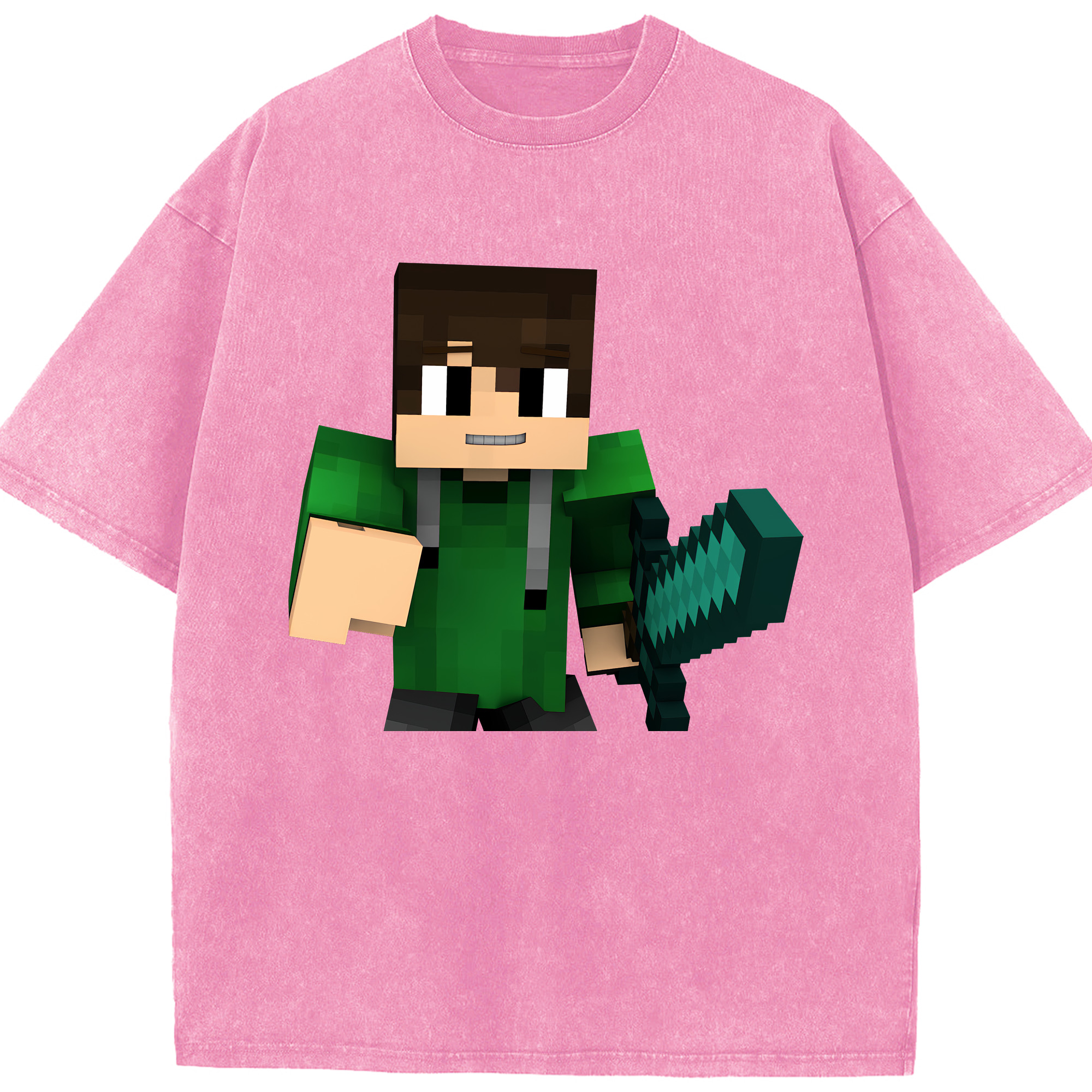 （画像用） マインクラフト ブロックの世界 Minecraft MC Block world 綿100% ヴィンテージ風 半袖Tシャツ（フロントプリント）